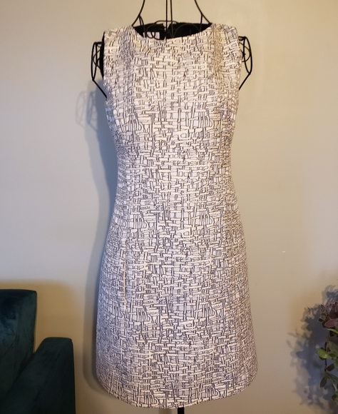 NWPT A-k-r-i-s Punto Jacquard silvery sheath dress - Picture 4 of 14